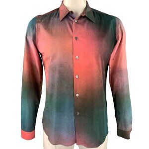 Paul Smith PS Brick & Green Splattered Cotton Long Sleeve Shirt Size L